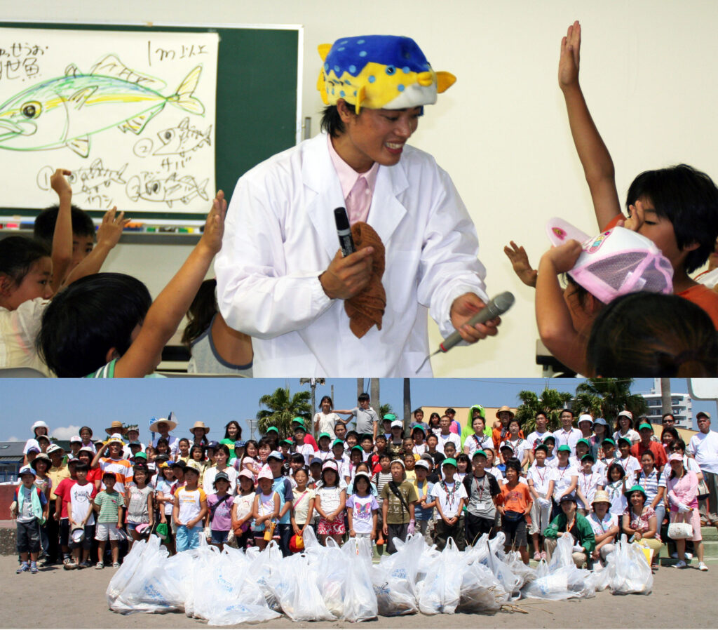 鴨川市前原海岸にて清掃活動・さかなクン講演会